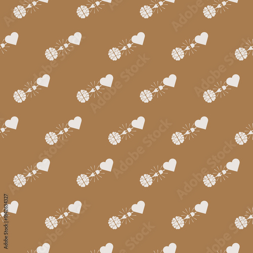 Heart and brain interactions electric plug connection seamless pattern isolated on color background