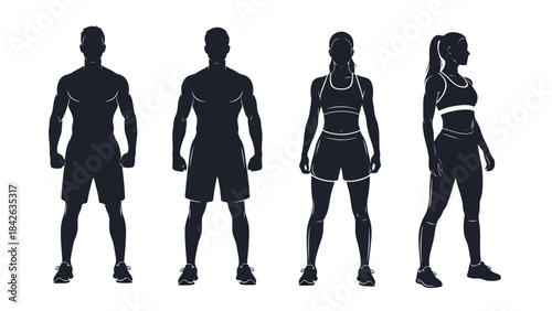 Diverse Group of Athletes Silhouettes - Men and Women in Active Poses