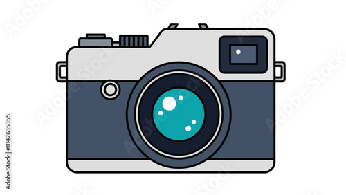 Retro Camera Vector Illustration - Vintage Style Photography Equipment Icon