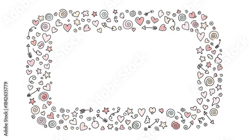 Romantic Doodle Frame: A hand-drawn frame, adorned with charming doodles, offering a perfect canvas for your romantic or affectionate message, evoking a sense of whimsy and endearment.