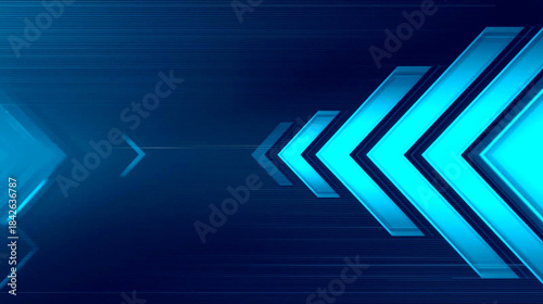 Abstract blue background with chevron shapes and lines in shades of blue on dark background