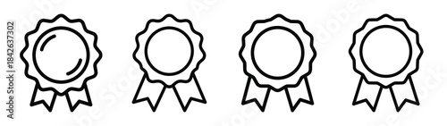 achievement badge line editable vector icon set. back to school outline icons.