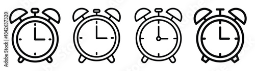 alarm clock line editable vector icon set. back to school outline icons.