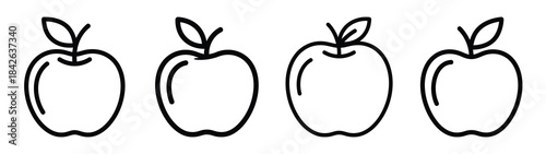 apple fruit line editable vector icon set. back to school outline icons.