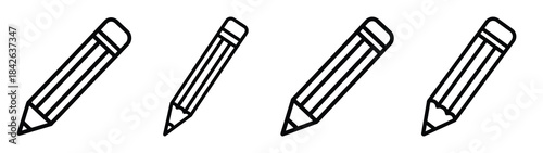 art pencil line editable vector icon set. back to school outline icons.