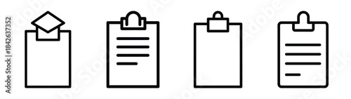 assignment line editable vector icon set. back to school outline icons.