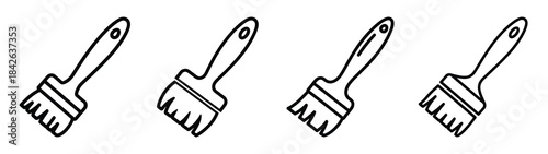 art brush line editable vector icon set. back to school outline icons.