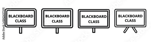 blackboard class line editable vector icon set. back to school outline icons.