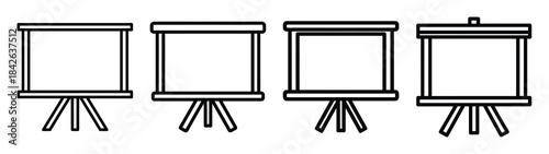 blackboard stand line editable vector icon set. back to school outline icons.