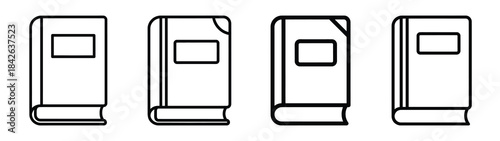 book cover line editable vector icon set. back to school outline icons.