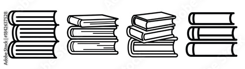 book stack line editable vector icon set. back to school outline icons.