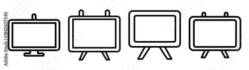 bulletin board line editable vector icon set. back to school outline icons.