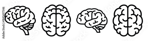 brain thinking line editable vector icon set. back to school outline icons.