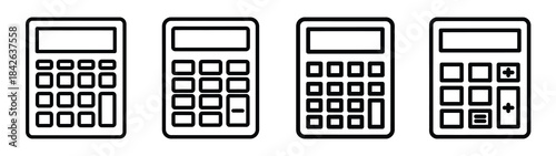 calculator line editable vector icon set. back to school outline icons.