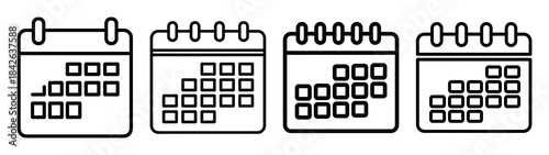 calendar line editable vector icon set. back to school outline icons.