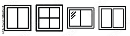 classroom window line editable vector icon set. back to school outline icons.