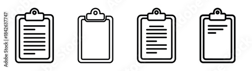 clipboard line editable vector icon set. back to school outline icons.