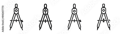 compass drawing line editable vector icon set. back to school outline icons.