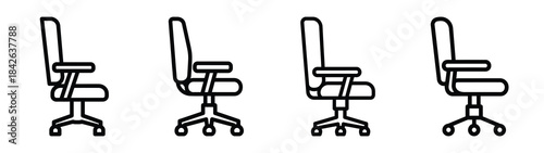 desk chair line editable vector icon set. back to school outline icons.