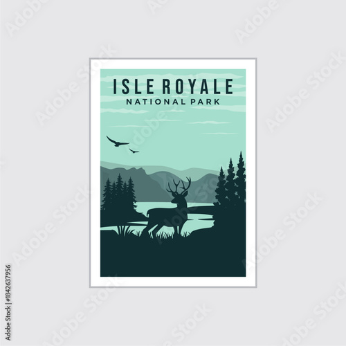 Isle Royale national park poster vector illustration design