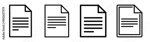 document file line editable vector icon set. back to school outline icons.