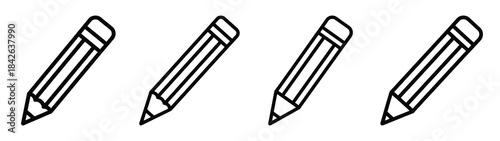 drawing pencil line editable vector icon set. back to school outline icons.