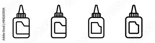 glue bottle line editable vector icon set. back to school outline icons.