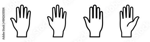 hand raise line editable vector icon set. back to school outline icons.