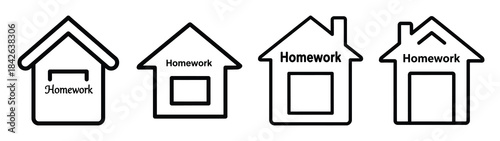 homework line editable vector icon set. back to school outline icons.