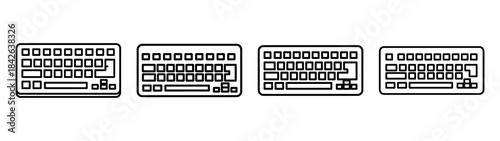 keyboard line editable vector icon set. back to school outline icons.