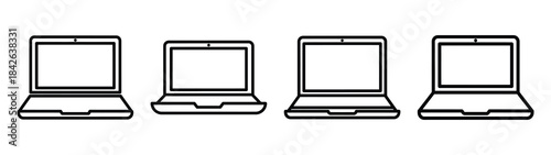 laptop line editable vector icon set. back to school outline icons.