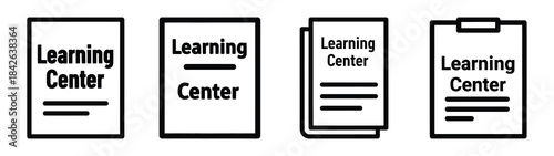 learning center line editable vector icon set. back to school outline icons.
