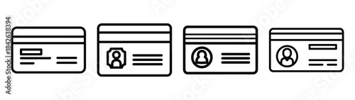 library card line editable vector icon set. back to school outline icons.