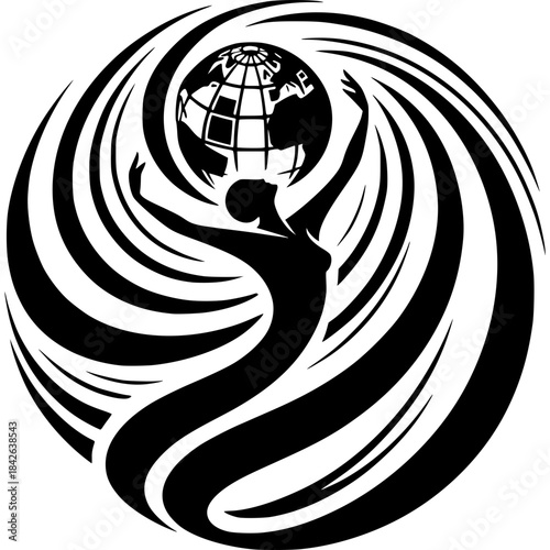 Empowering the World: An artistic representation of a figure cradling the Earth, embodying concepts of global responsibility, environmental stewardship, and human connection.