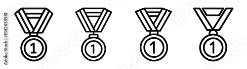 medal award line editable vector icon set. back to school outline icons.