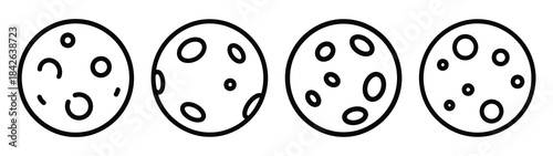 moon line editable vector icon set. back to school outline icons.