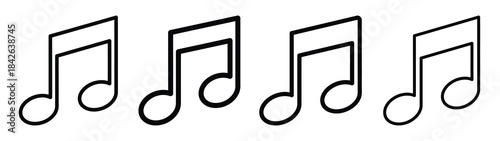 music note line editable vector icon set. back to school outline icons.