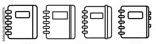 notebook spiral line editable vector icon set. back to school outline icons.