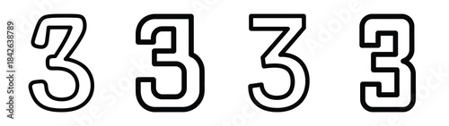 numbers line editable vector icon set. back to school outline icons.