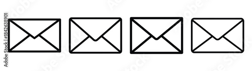 paper envelope line editable vector icon set. back to school outline icons.