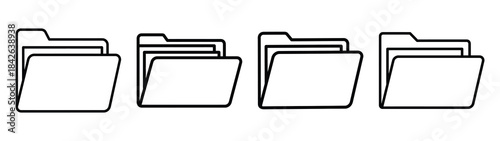paper folder line editable vector icon set. back to school outline icons.