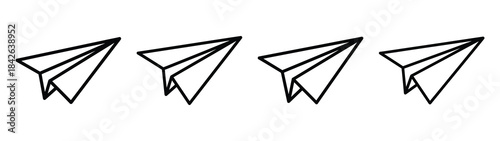 paper plane line editable vector icon set. back to school outline icons.