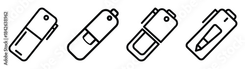 pen drive line editable vector icon set. back to school outline icons.
