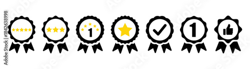 Awards achievement icons on transparent background