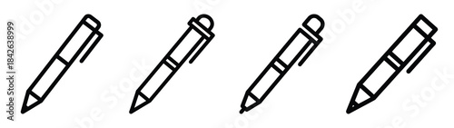 pen line editable vector icon set. back to school outline icons.