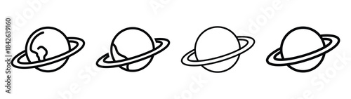 planet line editable vector icon set. back to school outline icons.