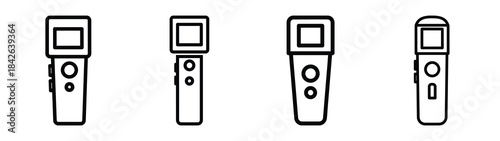 recorder line editable vector icon set. back to school outline icons.