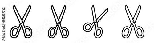 scissors line editable vector icon set. back to school outline icons.