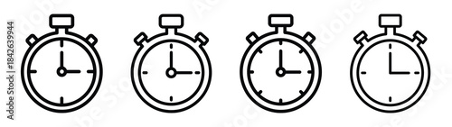stopwatch line editable vector icon set. back to school outline icons.