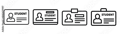 student id line editable vector icon set. back to school outline icons.